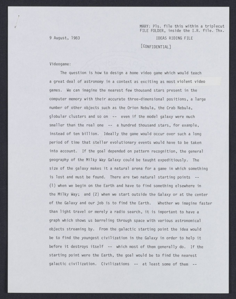 Illustration for article titled Here's Carl Sagan's Pitch For A Contact Video Game